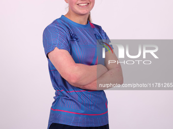 Emma Marlow of Durham Cricket Women participates in the Durham Cricket Women Media Launch at the Seat Unique Riverside in Chester le Street,...