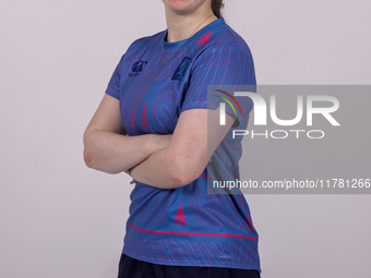 Katherine Fraser of Durham Cricket Women participates in the Durham Cricket Women Media Launch at the Seat Unique Riverside in Chester le St...