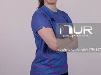 Katherine Fraser of Durham Cricket Women participates in the Durham Cricket Women Media Launch at the Seat Unique Riverside in Chester le St...