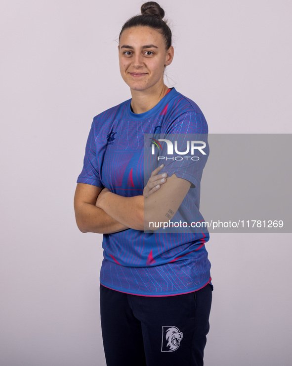 Leah Dobson of Durham Cricket Women participates in the Durham Cricket Women Media Launch at the Seat Unique Riverside in Chester le Street,...