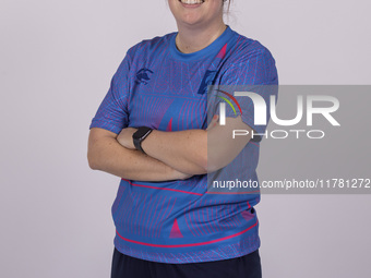 Katie Levick of Durham Cricket Women participates in the Durham Cricket Women Media Launch at the Seat Unique Riverside in Chester le Street...