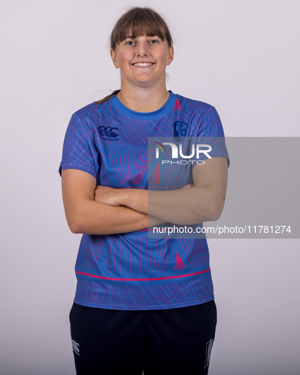 Phoebe Turner of Durham Cricket Women participates in the Durham Cricket Women Media Launch at the Seat Unique Riverside in Chester le Stree...