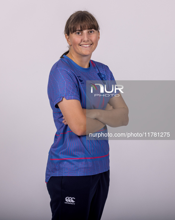 Phoebe Turner of Durham Cricket Women participates in the Durham Cricket Women Media Launch at the Seat Unique Riverside in Chester le Stree...