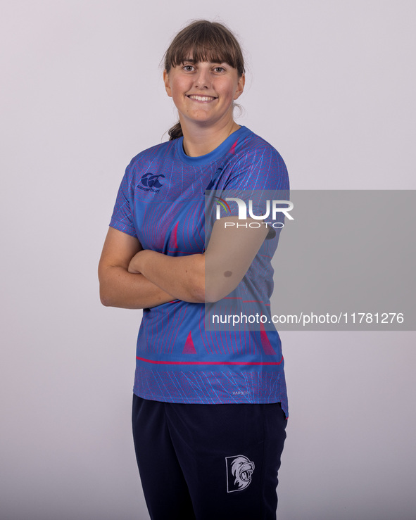 Phoebe Turner of Durham Cricket Women participates in the Durham Cricket Women Media Launch at the Seat Unique Riverside in Chester le Stree...