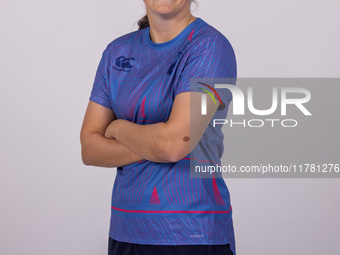 Phoebe Turner of Durham Cricket Women participates in the Durham Cricket Women Media Launch at the Seat Unique Riverside in Chester le Stree...