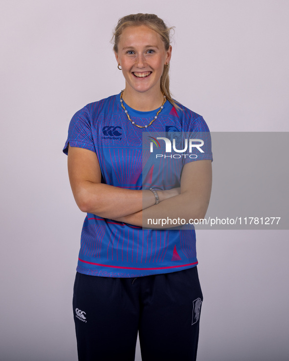 Lizzie Scott of Durham Cricket Women participates in the Durham Cricket Women Media Launch at the Seat Unique Riverside in Chester le Street...