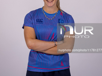 Lizzie Scott of Durham Cricket Women participates in the Durham Cricket Women Media Launch at the Seat Unique Riverside in Chester le Street...