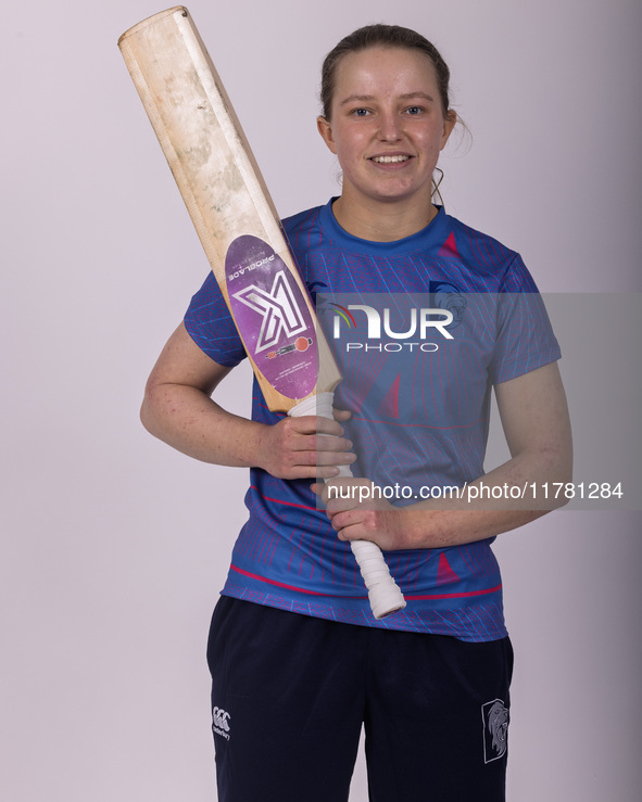 Emma Marlow of Durham Cricket Women participates in the Durham Cricket Women Media Launch at the Seat Unique Riverside in Chester le Street,...