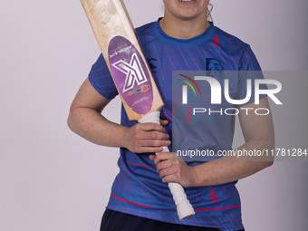 Emma Marlow of Durham Cricket Women participates in the Durham Cricket Women Media Launch at the Seat Unique Riverside in Chester le Street,...