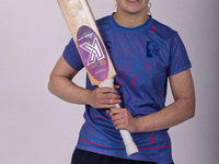 Emma Marlow of Durham Cricket Women participates in the Durham Cricket Women Media Launch at the Seat Unique Riverside in Chester le Street,...