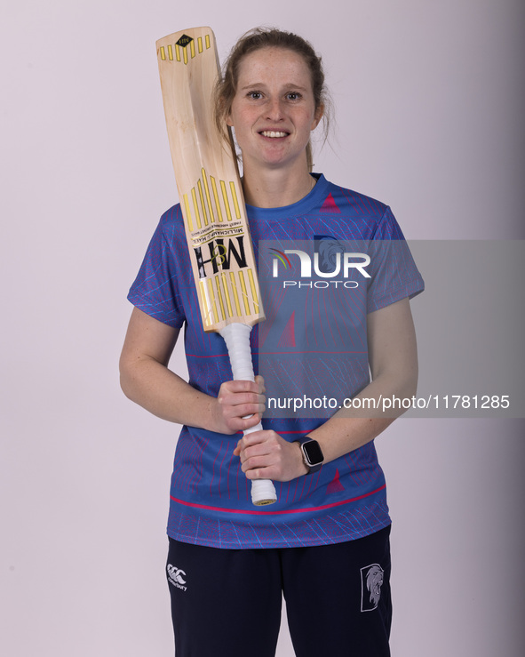 Emily Windsor of Durham Cricket Women participates in the Durham Cricket Women Media Launch at the Seat Unique Riverside in Chester le Stree...