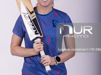 Mady Villiers of Durham Cricket Women participates in the Durham Cricket Women Media Launch at the Seat Unique Riverside in Chester le Stree...