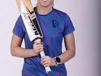 Mady Villiers of Durham Cricket Women participates in the Durham Cricket Women Media Launch at the Seat Unique Riverside in Chester le Stree...