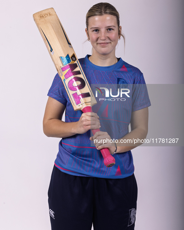 Trudy Johnson of Durham Cricket Women participates in the Durham Cricket Women Media Launch at the Seat Unique Riverside in Chester le Stree...