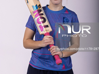 Trudy Johnson of Durham Cricket Women participates in the Durham Cricket Women Media Launch at the Seat Unique Riverside in Chester le Stree...