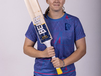 Abi Glen of Durham Cricket Women participates in a media launch at the Seat Unique Riverside in Chester le Street, United Kingdom, on Novemb...