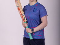 Katherine Fraser of Durham Cricket Women participates in the Durham Cricket Women Media Launch at the Seat Unique Riverside in Chester le St...