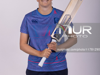 Phoebe Turner of Durham Cricket Women participates in the Durham Cricket Women Media Launch at the Seat Unique Riverside in Chester le Stree...