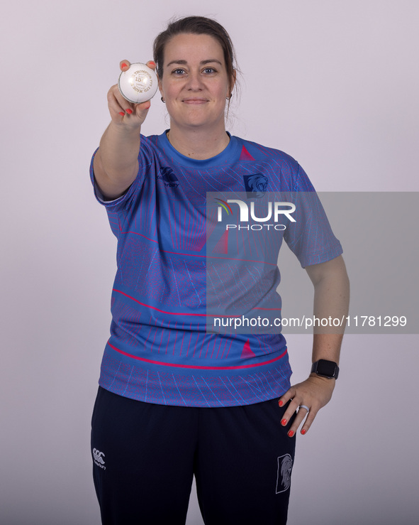 Katie Levick of Durham Cricket Women participates in the Durham Cricket Women Media Launch at the Seat Unique Riverside in Chester le Street...