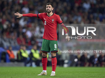 Bruno Fernandes of Portugal reacts during the UEFA Nations League 2024/25 League A Group A1 match between Portugal and Poland at Estadio Do...