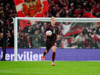 Gustav Isaksen of Denmark  celebrates the teams first goal during the Nations League Round 5 match between Denmark against Spain at Parken,...