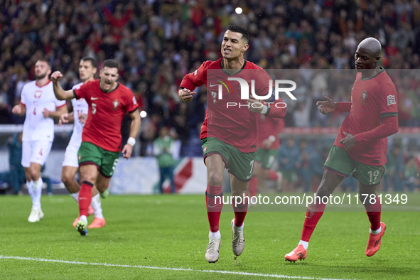 Cristiano Ronaldo of Portugal celebrates after scoring his team's second goal during the UEFA Nations League 2024/25 League A Group A1 match...