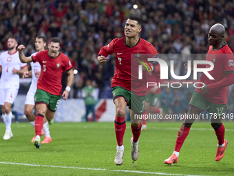 Cristiano Ronaldo of Portugal celebrates after scoring his team's second goal during the UEFA Nations League 2024/25 League A Group A1 match...