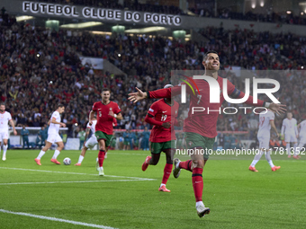 Cristiano Ronaldo of Portugal celebrates after scoring his team's second goal during the UEFA Nations League 2024/25 League A Group A1 match...