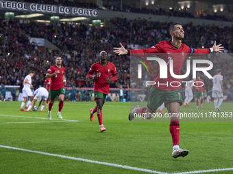 Cristiano Ronaldo of Portugal celebrates after scoring his team's second goal during the UEFA Nations League 2024/25 League A Group A1 match...