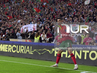 Cristiano Ronaldo of Portugal celebrates after scoring his team's second goal during the UEFA Nations League 2024/25 League A Group A1 match...