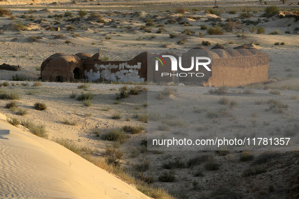 The photo, taken in Oued Souf, Algeria, on November 15, 2024, shows old houses during the 6th International Saharan Tourism Festival (FITS)....