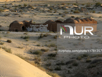 The photo, taken in Oued Souf, Algeria, on November 15, 2024, shows old houses during the 6th International Saharan Tourism Festival (FITS)....