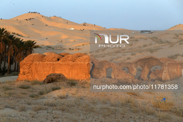 The photo, taken in Oued Souf, Algeria, on November 15, 2024, shows old houses during the 6th International Saharan Tourism Festival (FITS)....