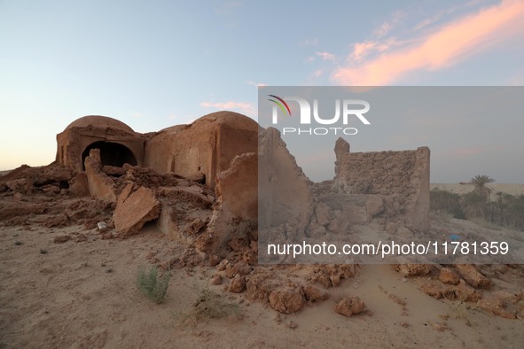 The photo, taken in Oued Souf, Algeria, on November 15, 2024, shows old houses during the 6th International Saharan Tourism Festival (FITS)....