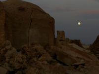 A photo taken in Oued Souf, Algeria, on November 15, 2024, shows a full moon during the 6th International Saharan Tourism Festival (FITS). O...