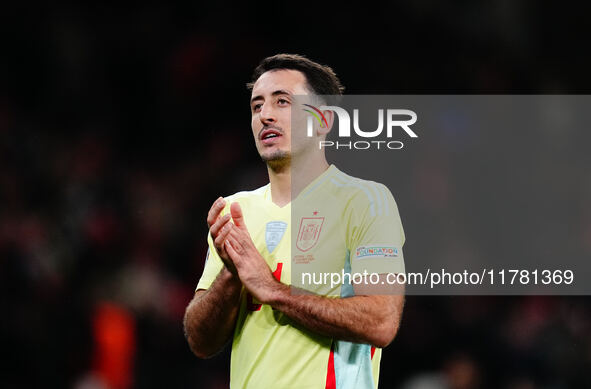 Mikel Oyarzabal of Spain  with post game celebration during the Nations League Round 5 match between Denmark against Spain at Parken, Copenh...