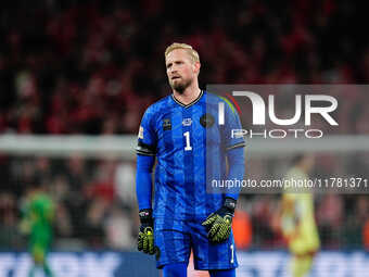 Kasper Schmeichel of Denmark  with post game despair during the Nations League Round 5 match between Denmark against Spain at Parken, Copenh...