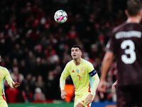 Alvaro Morata of Spain  controls the ball during the Nations League Round 5 match between Denmark against Spain at Parken, Copenhagen, Denma...