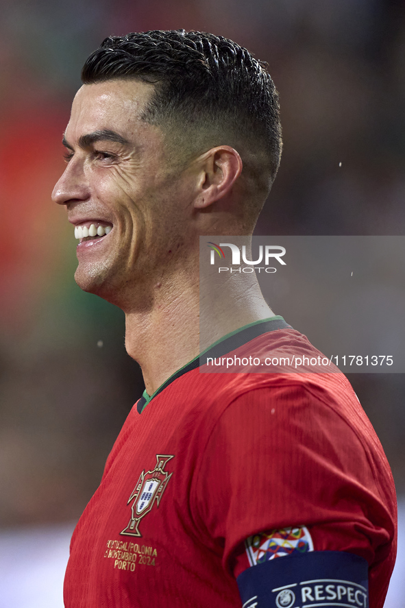 Cristiano Ronaldo of Portugal celebrates after scoring his team's second goal during the UEFA Nations League 2024/25 League A Group A1 match...