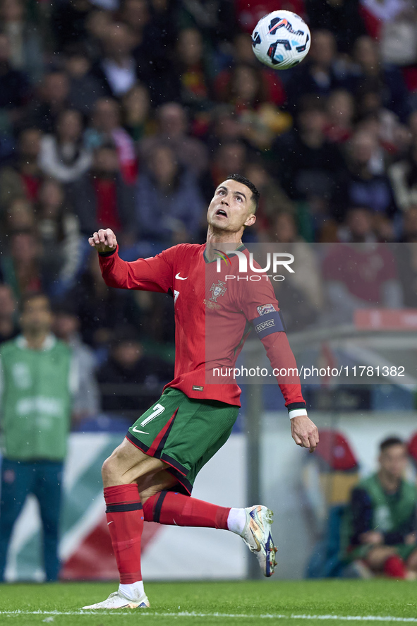 Cristiano Ronaldo of Portugal is in action during the UEFA Nations League 2024/25 League A Group A1 match between Portugal and Poland at Est...