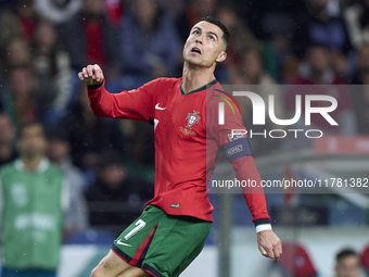 Cristiano Ronaldo of Portugal is in action during the UEFA Nations League 2024/25 League A Group A1 match between Portugal and Poland at Est...