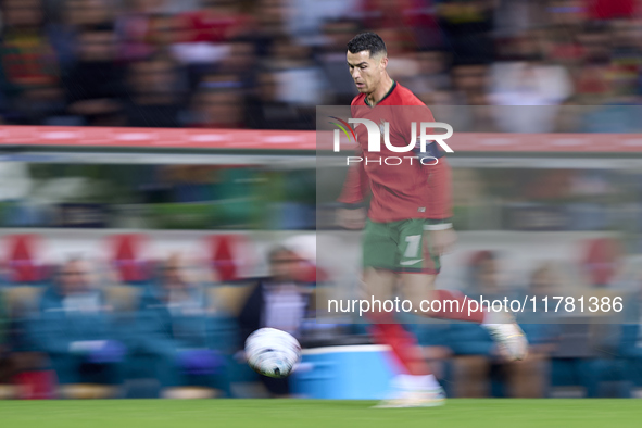 Cristiano Ronaldo of Portugal is in action during the UEFA Nations League 2024/25 League A Group A1 match between Portugal and Poland at Est...