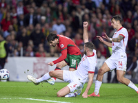 Pedro Neto of Portugal shoots on goal and scores his team's fourth goal during the UEFA Nations League 2024/25 League A Group A1 match betwe...