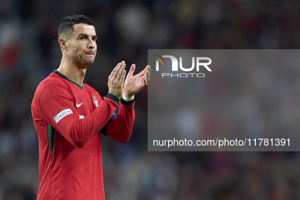 Cristiano Ronaldo of Portugal shows appreciation to the fans after the UEFA Nations League 2024/25 League A Group A1 match between Portugal...