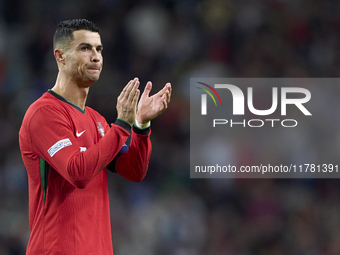 Cristiano Ronaldo of Portugal shows appreciation to the fans after the UEFA Nations League 2024/25 League A Group A1 match between Portugal...