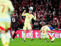 Aymeric Laporte of Spain  heads during the Nations League Round 5 match between Denmark against Spain at Parken, Copenhagen, Denmark on Nove...