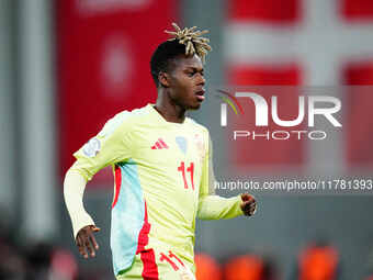 Nico Williams of Spain  looks on during the Nations League Round 5 match between Denmark against Spain at Parken, Copenhagen, Denmark on Nov...