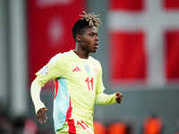 Nico Williams of Spain  looks on during the Nations League Round 5 match between Denmark against Spain at Parken, Copenhagen, Denmark on Nov...