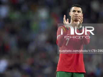 Cristiano Ronaldo of Portugal shows appreciation to the fans after the UEFA Nations League 2024/25 League A Group A1 match between Portugal...