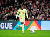 Nico Williams of Spain  controls the ball during the Nations League Round 5 match between Denmark against Spain at Parken, Copenhagen, Denma...